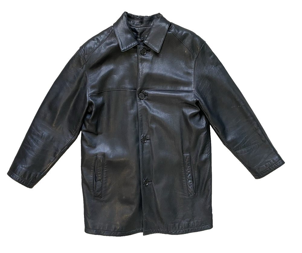ANDREW MARC New York Leather Jacket Mens Size Small Classic Black Lined Coat